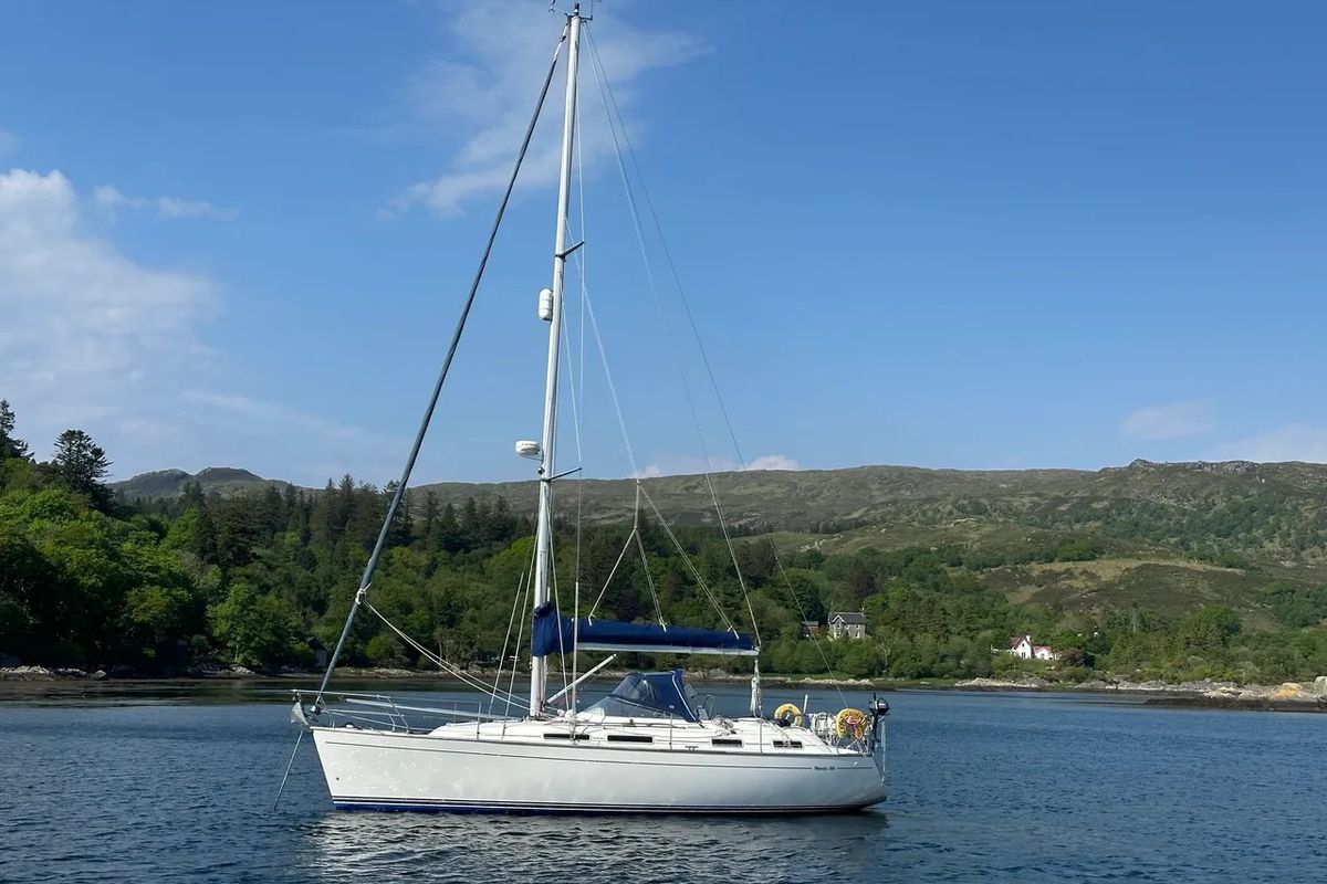 Exterior view of Glenmaginn, a Moody 36 sailboat at Oban, United Kingdom