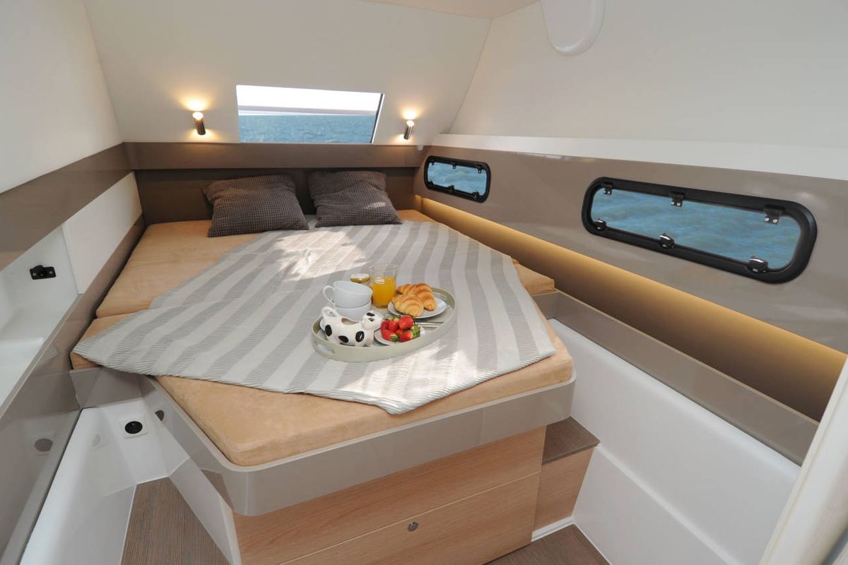 Cabin on Zeus, a Bali 4.1 catamaran at Athens, Greece