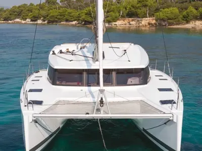 Exterior view of Marlea, a Fountaine Pajot Lucia 40 catamaran at Cogolin, France