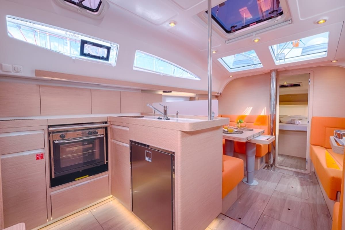 Galley of Happy, a Elan Impression 40 sailboat at Split, Croatia