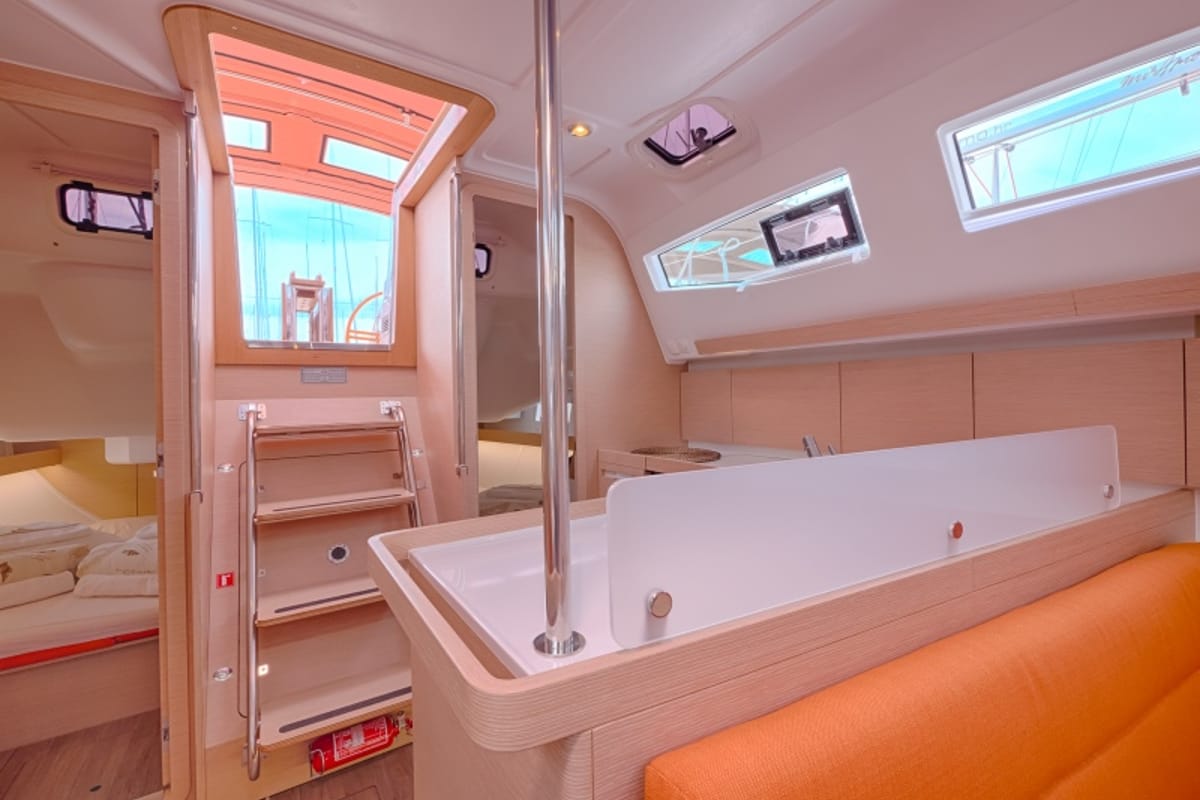 Salon of Happy, a Elan Impression 40 sailboat at Split, Croatia