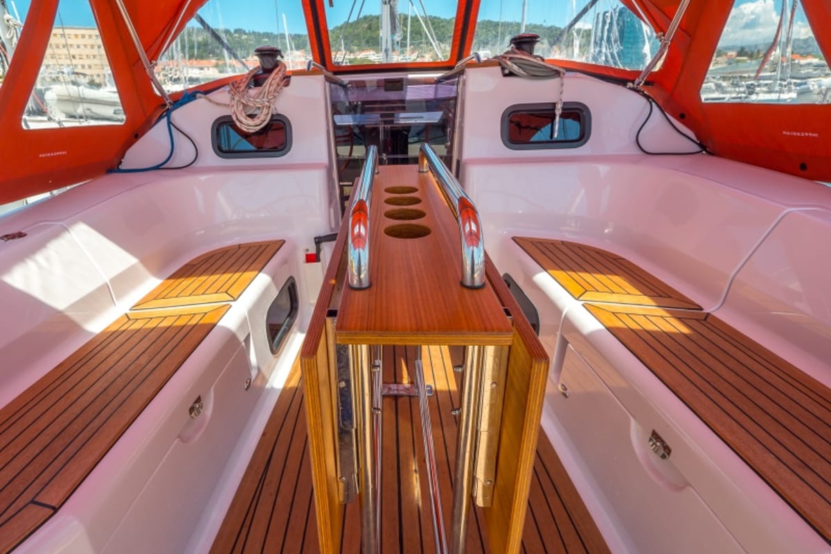 Cockpit of Happy, a Elan Impression 40 sailboat at Split, Croatia