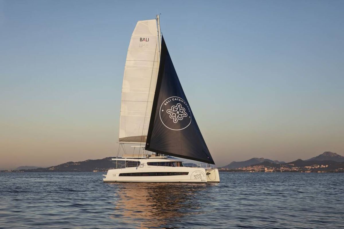 Exterior view of Bali Kai, a Bali 5.8 catamaran at Grad Kaštela, Croatia