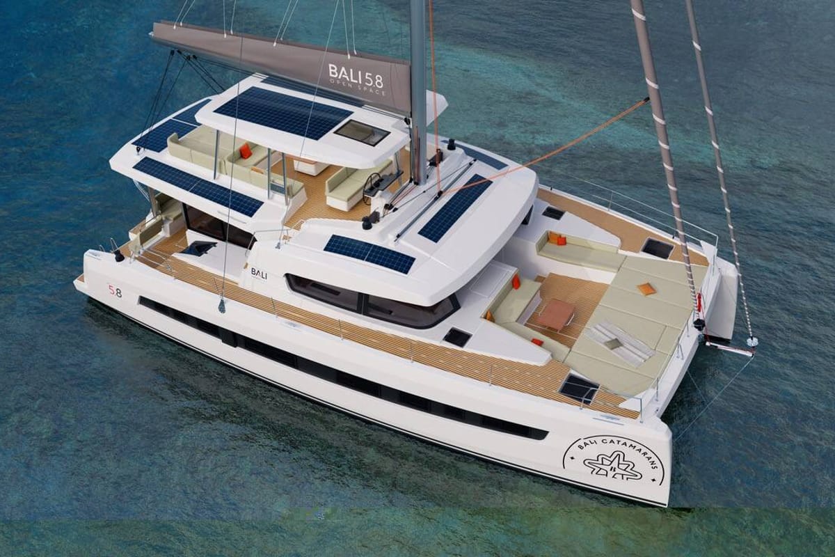Exterior view of Bali Kai, a Bali 5.8 catamaran at Grad Kaštela, Croatia