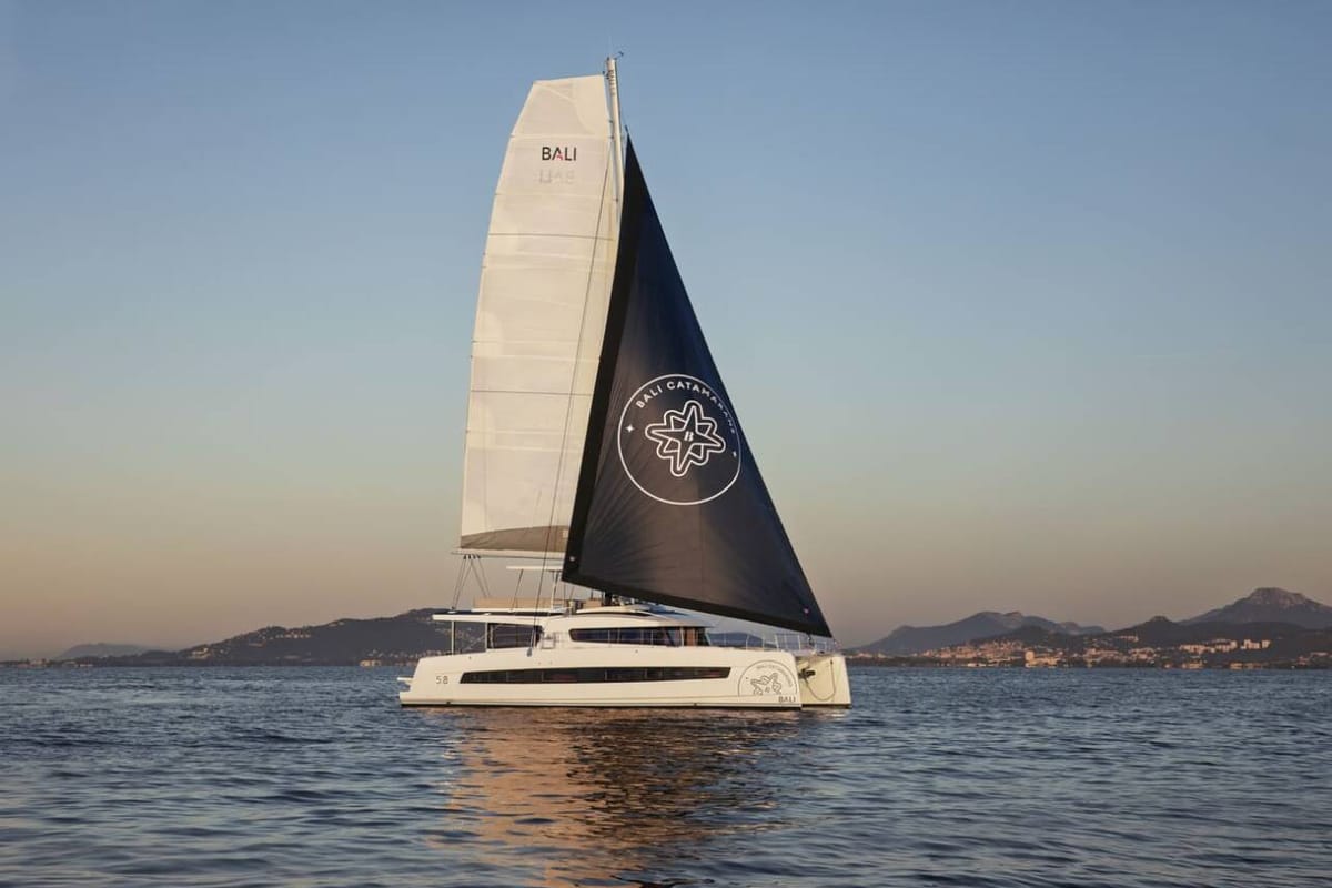 Exterior view of Bali Kai, a Bali 5.8 catamaran at Grad Kaštela, Croatia
