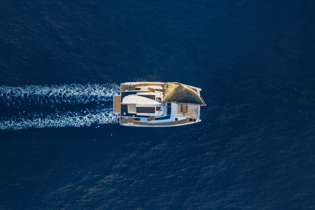 Exterior view of Bali Kai, a Bali 5.8 catamaran at Grad Kaštela, Croatia