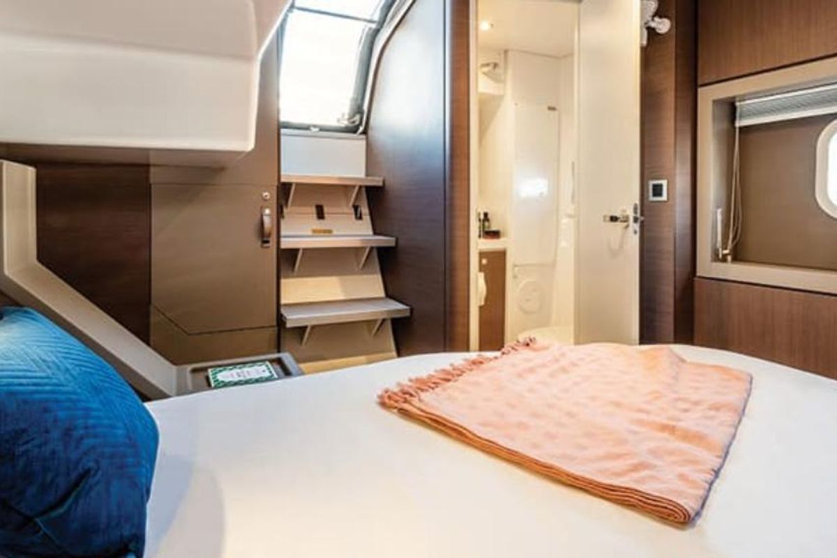 Cabin on Aquaholic, a Bali 4.6 catamaran at Grad Šibenik, Croatia