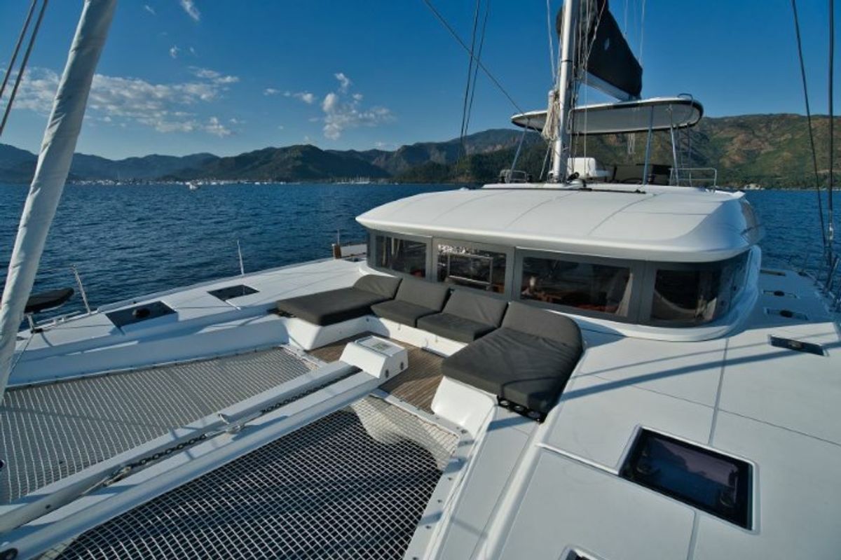 Exterior view of INVICTUS II, a Lagoon 50 catamaran at Municipal Unit of Rhodes, Greece