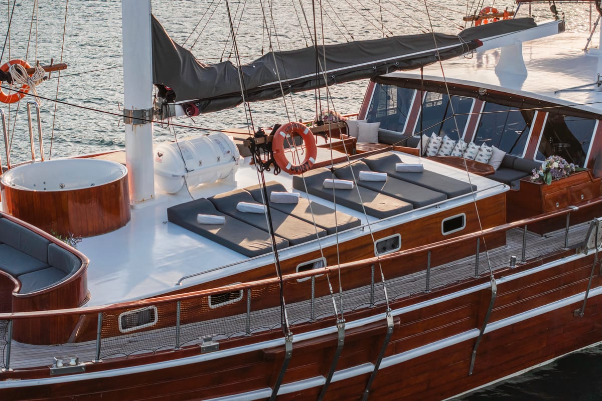 Deck of Croatia, a Gulet Gulet gulet at Split, Croatia