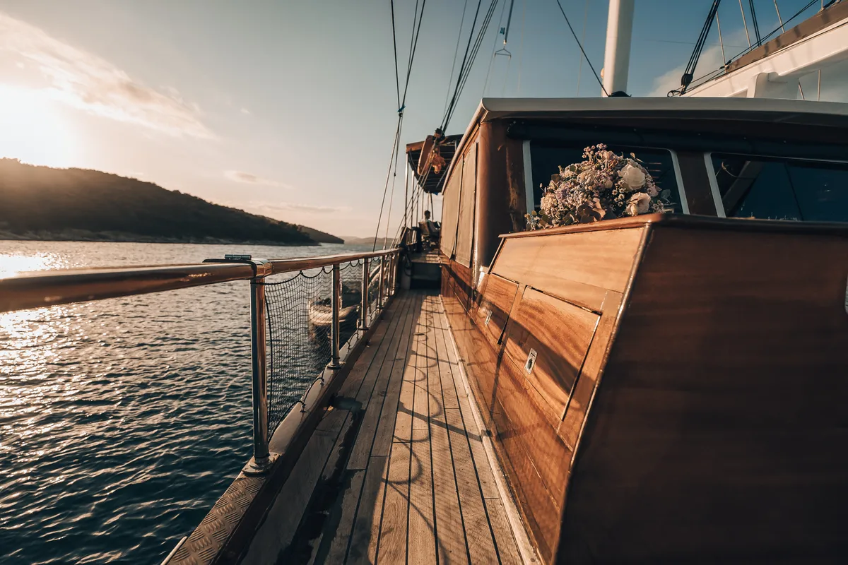 Deck of Croatia, a Gulet Gulet gulet at Split, Croatia