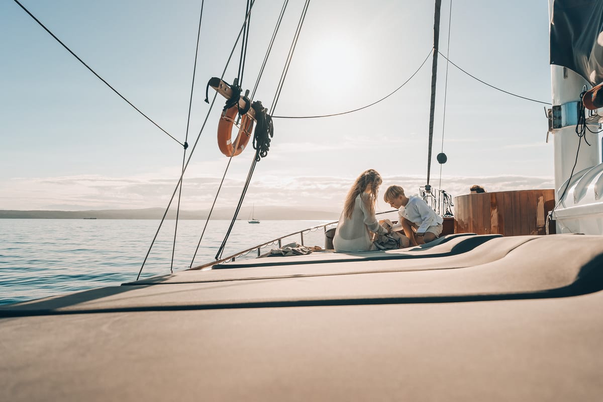 Deck of Croatia, a Gulet Gulet gulet at Split, Croatia