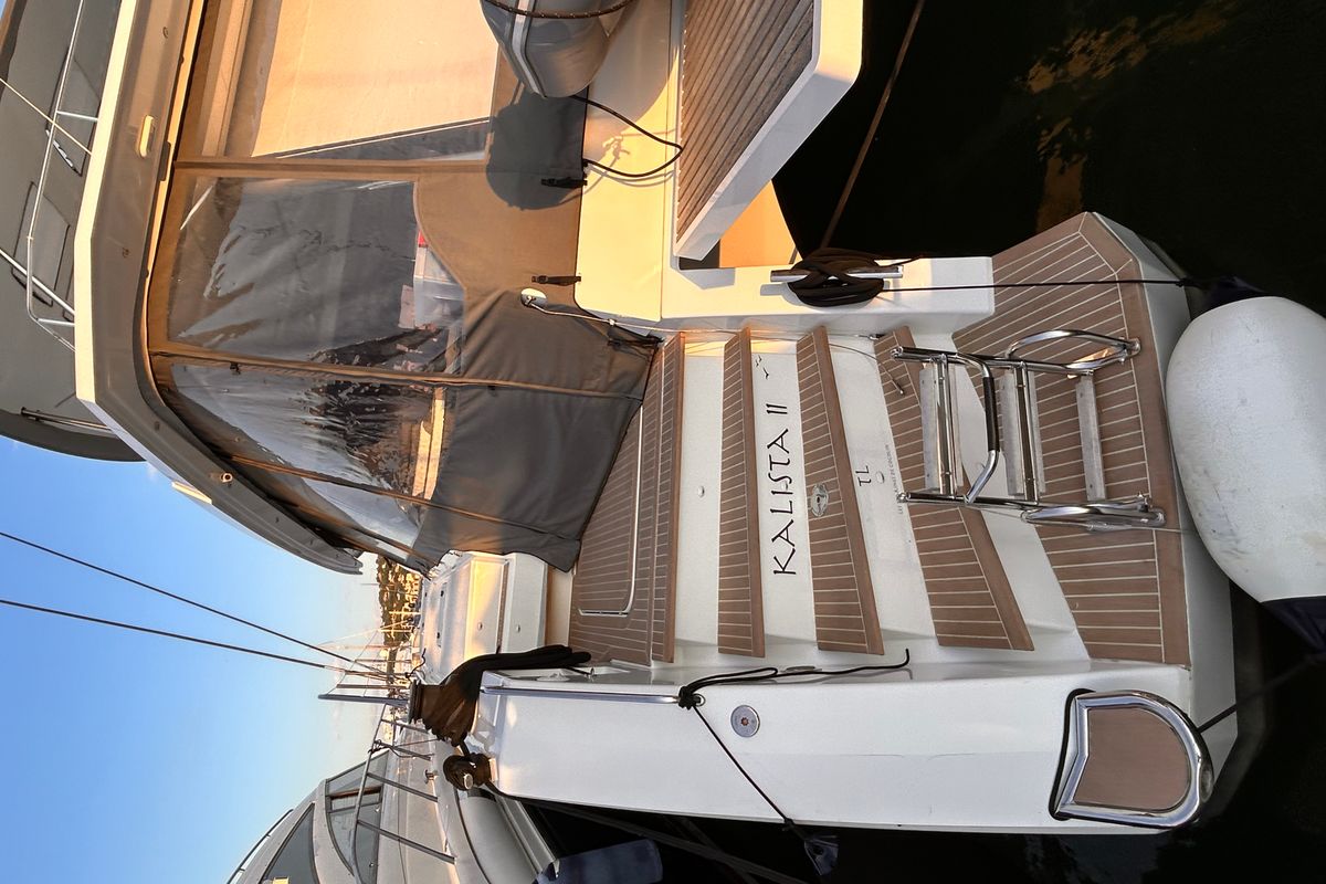 Exterior view of Kalista II, a Fountaine Pajot Samana 59 catamaran at Cogolin, France
