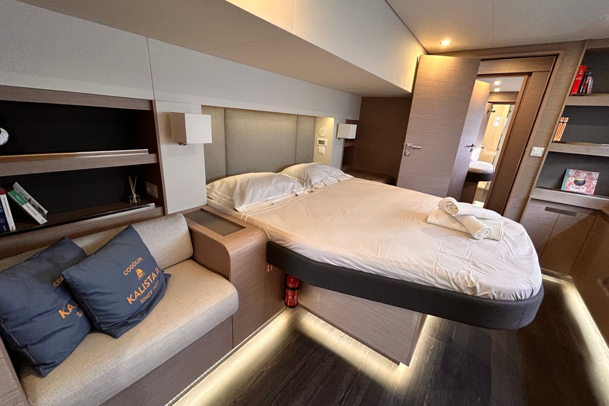 Cabin on Kalista II, a Fountaine Pajot Samana 59 catamaran at Cogolin, France