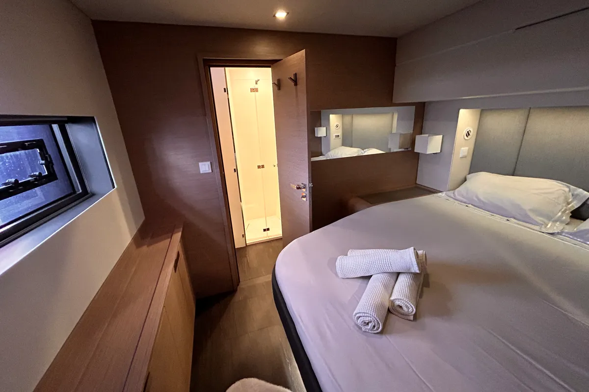 Cabin on Kalista II, a Fountaine Pajot Samana 59 catamaran at Cogolin, France