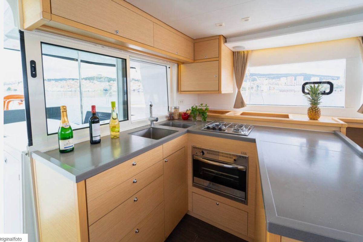 Galley of Julius Cesar III, a Lagoon 450 F catamaran at Općina Rogoznica, Croatia