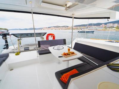 Deck of Julius Cesar III, a Lagoon 450 F catamaran at Općina Rogoznica, Croatia