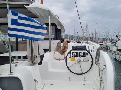 Cockpit of Ad Astra, a Excess 11 catamaran at Preveza, Greece