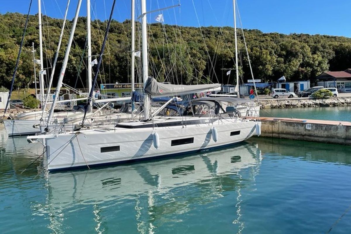 Exterior view of Libertas, a Bavaria C45 Style sailboat at Grad Pula, Croatia