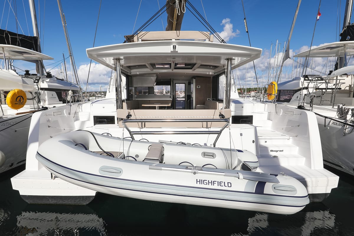 Exterior view of Calypso , a Bali 4.4 catamaran at Grad Biograd na Moru, Croatia