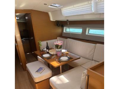 Salon of Konstantinos, a Jeanneau Sun Odyssey 490 sailboat at Athens, Greece