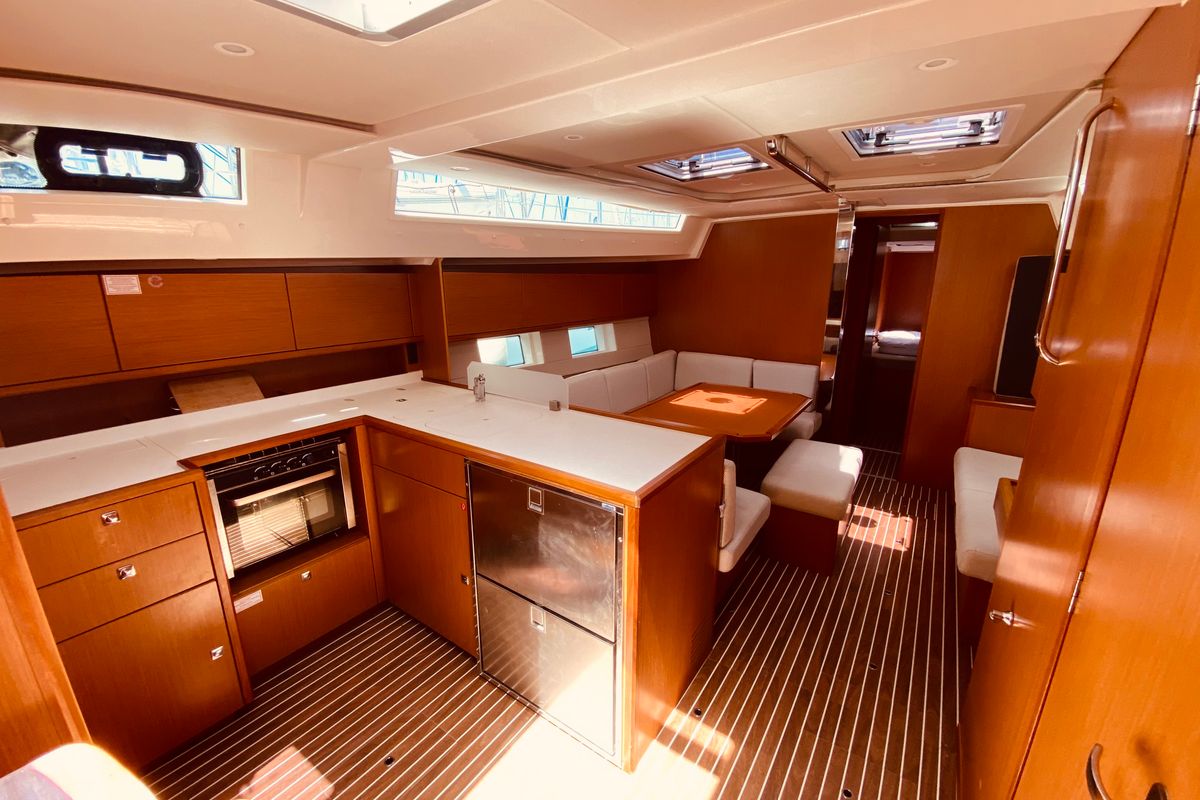 Galley of Atokos (Pax 9), a Bavaria C45 sailboat at Municipal Unit of Lefkada, Greece