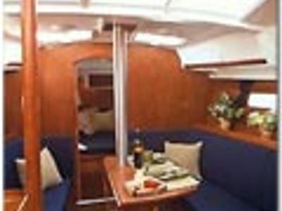 Salon of Mirfak, a Beneteau Oceanis 373 sailboat at Cagliari, Italy