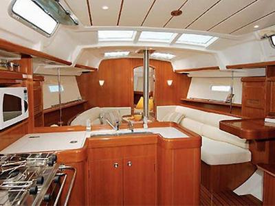 Galley of Mirfak, a Beneteau Oceanis 373 sailboat at Cagliari, Italy
