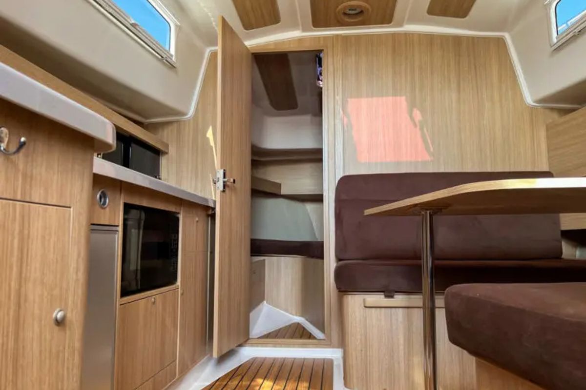 Salon of Polanski, a Northman Nexus Revo 870 Prestige motorboat at Sztynort, Poland