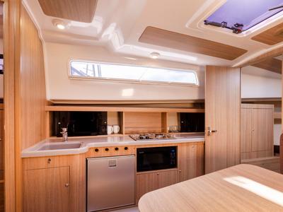 Galley of Polanski, a Northman Nexus Revo 870 Prestige motorboat at Sztynort, Poland