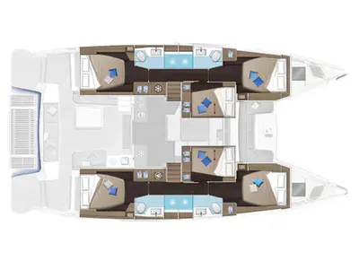 Floor plan of Queen Alexandra, a Lagoon 51 catamaran at Grad Trogir, Croatia
