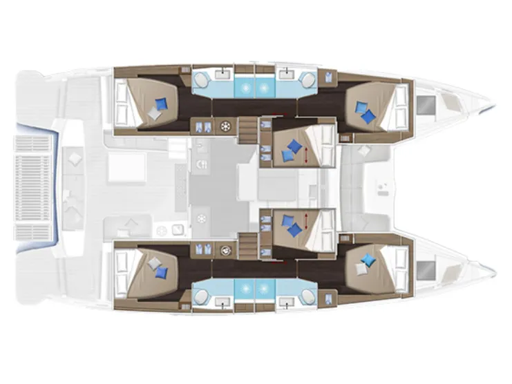 Floor plan of Queen Alexandra, a Lagoon 51 catamaran at Grad Trogir, Croatia