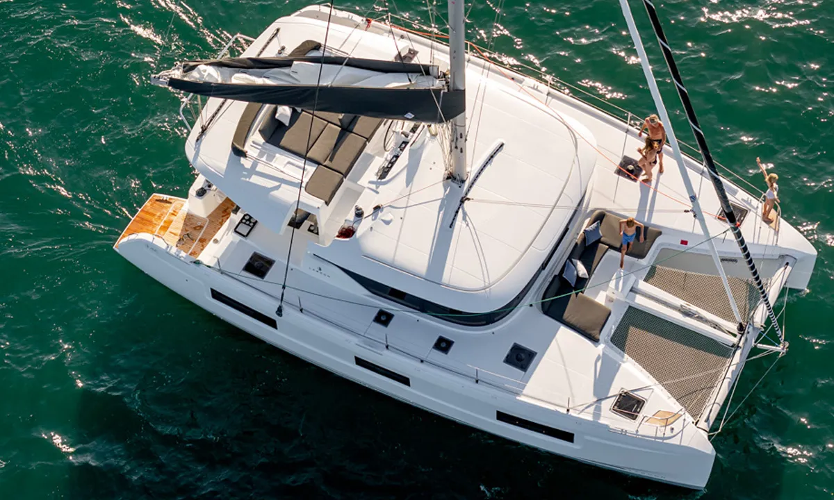 Exterior view of Queen Alexandra, a Lagoon 51 catamaran at Grad Trogir, Croatia