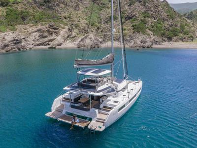 Exterior view of Queen Alexandra, a Lagoon 51 catamaran at Grad Trogir, Croatia