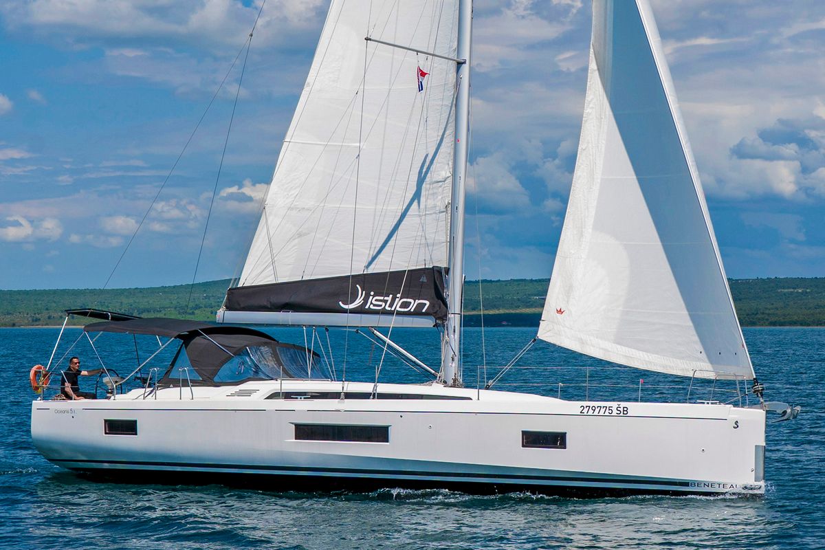 Exterior view of First Heartbeat, a Beneteau Oceanis 51.1 sailboat at Skradin, Croatia