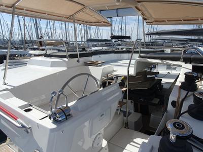 Cockpit of ADRIA BLUE, a Fountaine Pajot Elba 45 catamaran at Seget Donji, Croatia