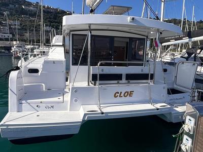 Deck of Cloe, a Bali Catspace catamaran at Capo d'Orlando, Italy