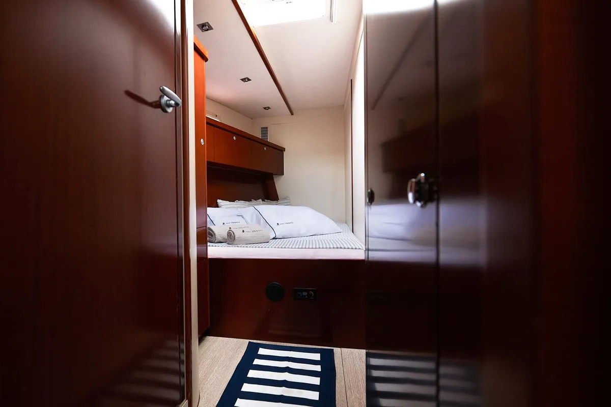 Cabin on Yannis 65S, a Hanse Yachts Hanse 540e sailboat at Lavreotiki Municipal Unit, Greece