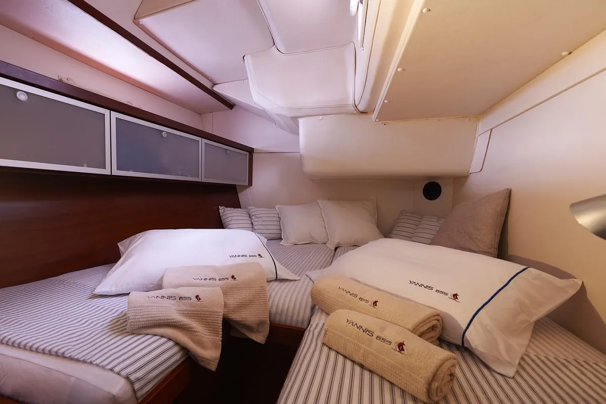 Cabin on Yannis 65S, a Hanse Yachts Hanse 540e sailboat at Lavreotiki Municipal Unit, Greece