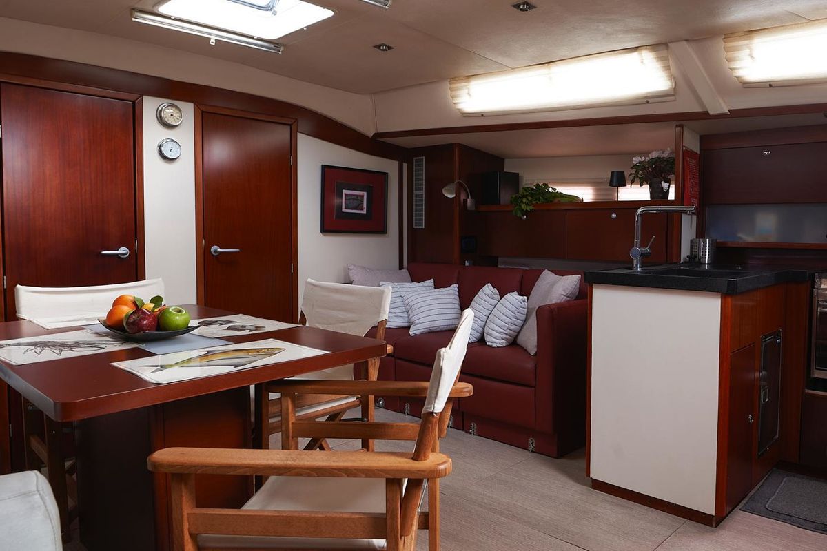 Salon of Yannis 65S, a Hanse Yachts Hanse 540e sailboat at Lavreotiki Municipal Unit, Greece