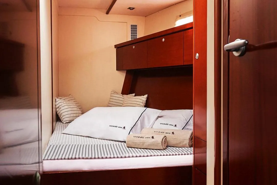 Cabin on Yannis 65S, a Hanse Yachts Hanse 540e sailboat at Lavreotiki Municipal Unit, Greece