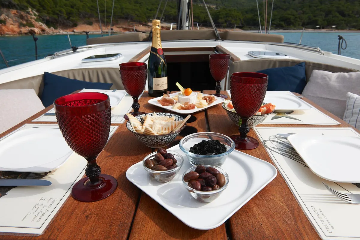Deck of Yannis 65S, a Hanse Yachts Hanse 540e sailboat at Lavreotiki Municipal Unit, Greece