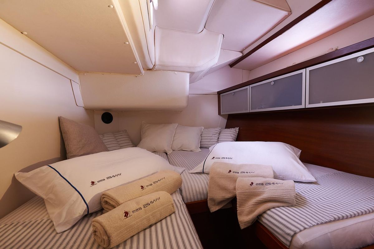 Cabin on Yannis 65S, a Hanse Yachts Hanse 540e sailboat at Lavreotiki Municipal Unit, Greece