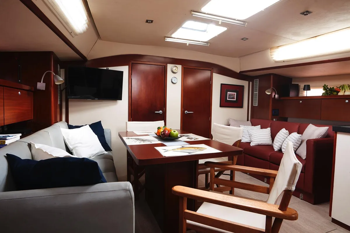 Salon of Yannis 65S, a Hanse Yachts Hanse 540e sailboat at Lavreotiki Municipal Unit, Greece