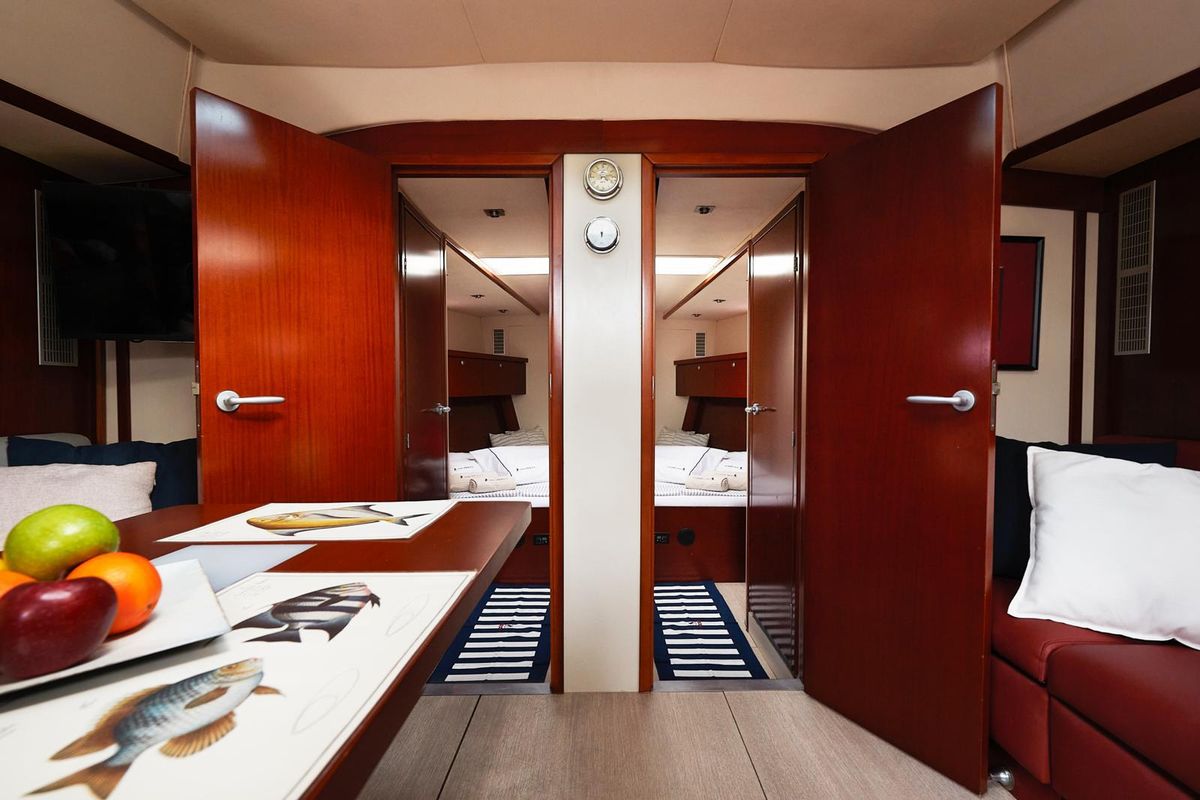 Salon of Yannis 65S, a Hanse Yachts Hanse 540e sailboat at Lavreotiki Municipal Unit, Greece