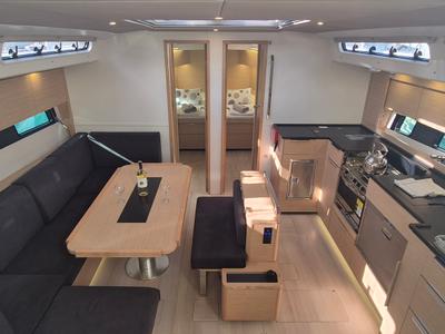 Salon of Gemile, a Hanse Yachts Hanse 460 sailboat at Fethiye, Turkey