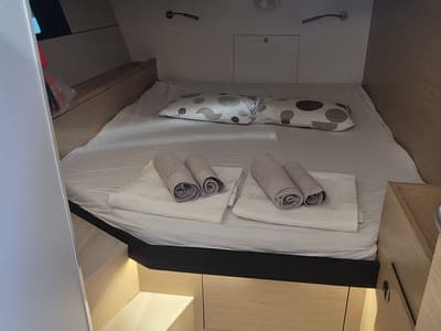 Cabin on Gemile, a Hanse Yachts Hanse 460 sailboat at Fethiye, Turkey