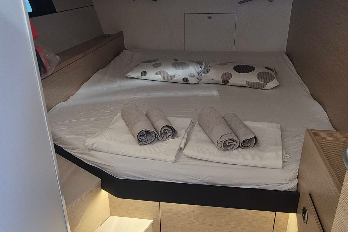 Cabin on Gemile, a Hanse Yachts Hanse 460 sailboat at Fethiye, Turkey