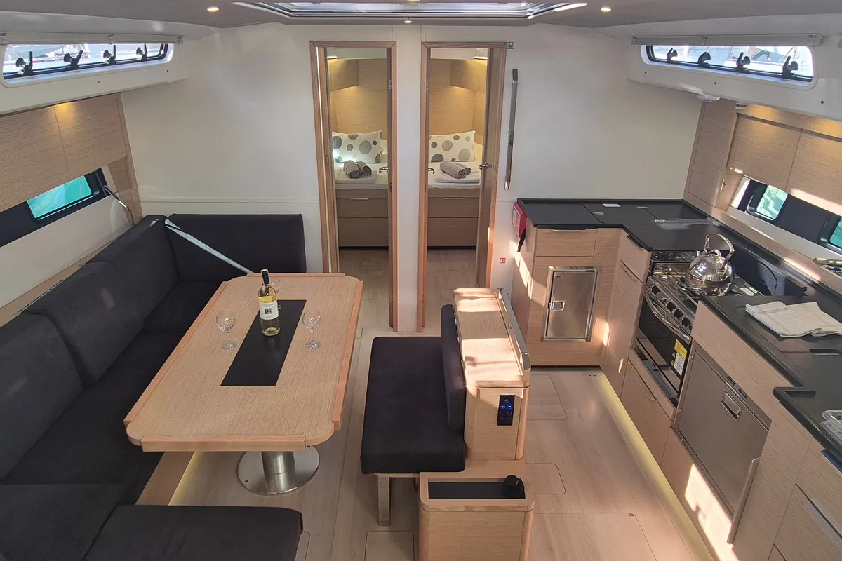 Salon of Gemile, a Hanse Yachts Hanse 460 sailboat at Fethiye, Turkey