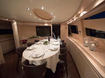 Salon of Princess L, a Maiora 108 yacht at Athens, Greece
