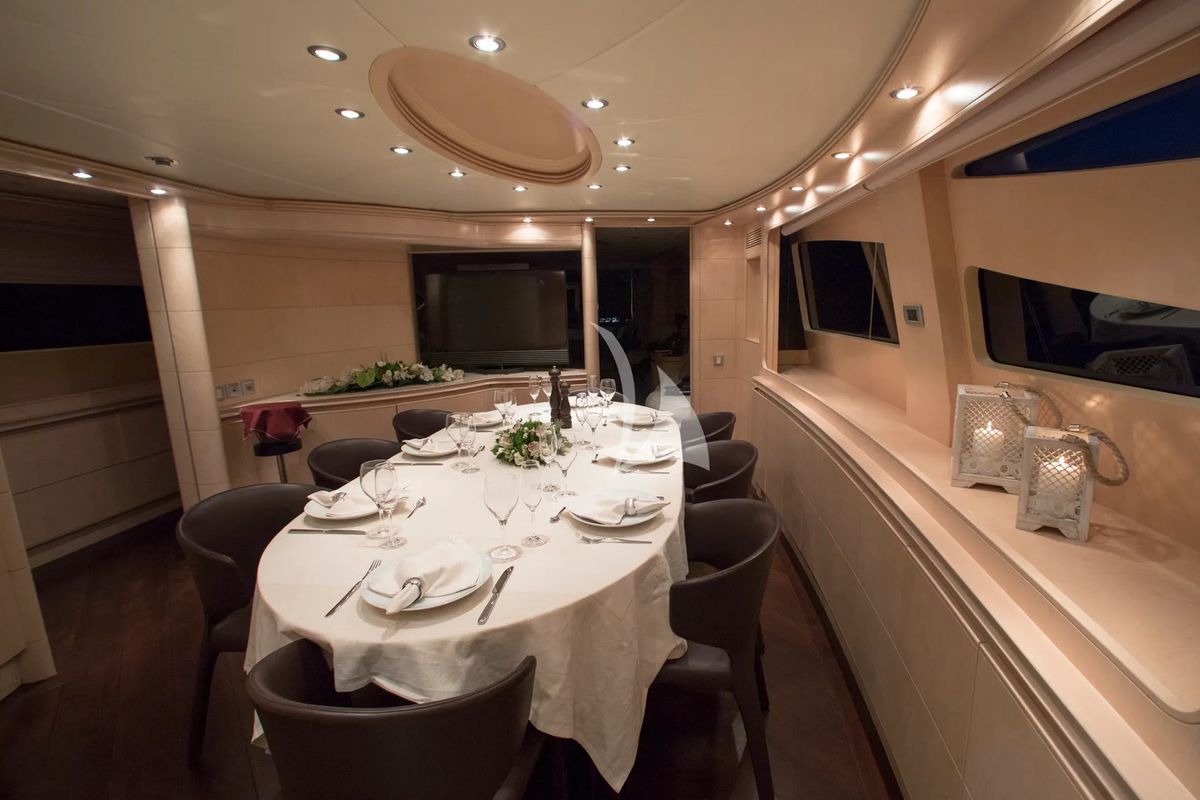 Salon of Princess L, a Maiora 108 yacht at Athens, Greece
